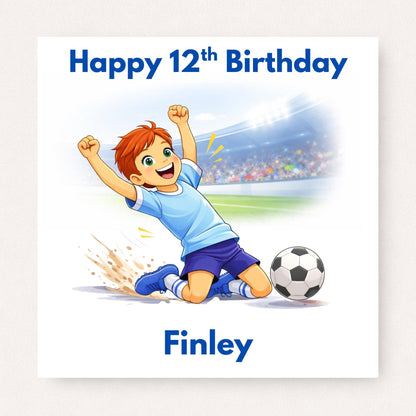 Personalised Football Birthday Card for Son, Grandson, Brother or Nephew, Boys Football Card, Custom Age Football Gift