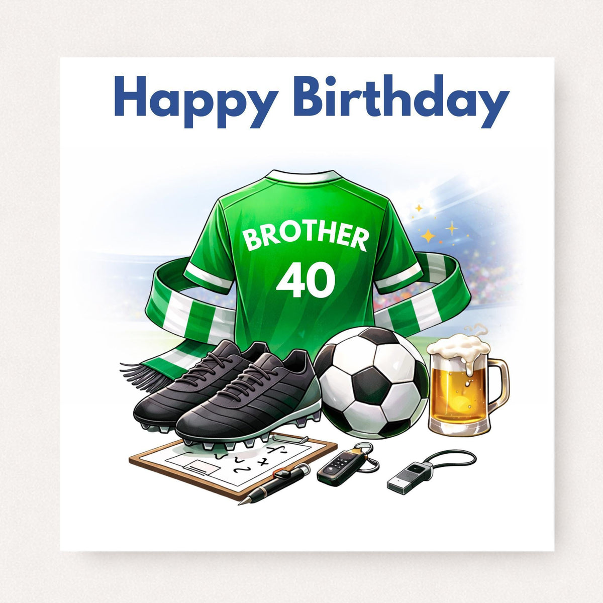 Personalised Football Birthday Card for Husband, Custom Name and Age Football Shirt Card, Birthday Card for Him