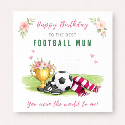 Personalised Football Mum Birthday Card – Football Fan Mum Gift, Custom Team Scarf Colours