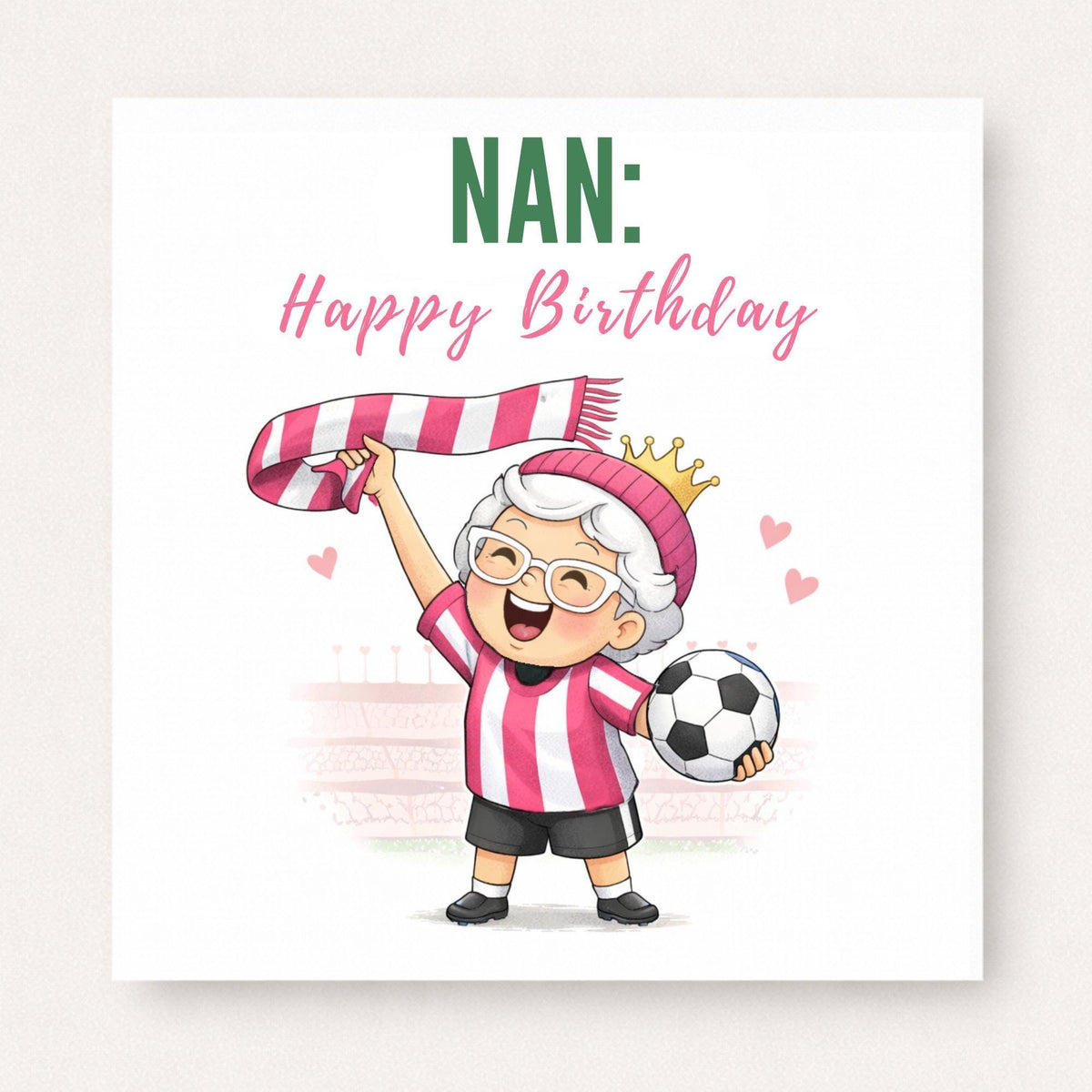 Personalised Football Nan Birthday Card - Football Fan Nan Granny Nanny Gift