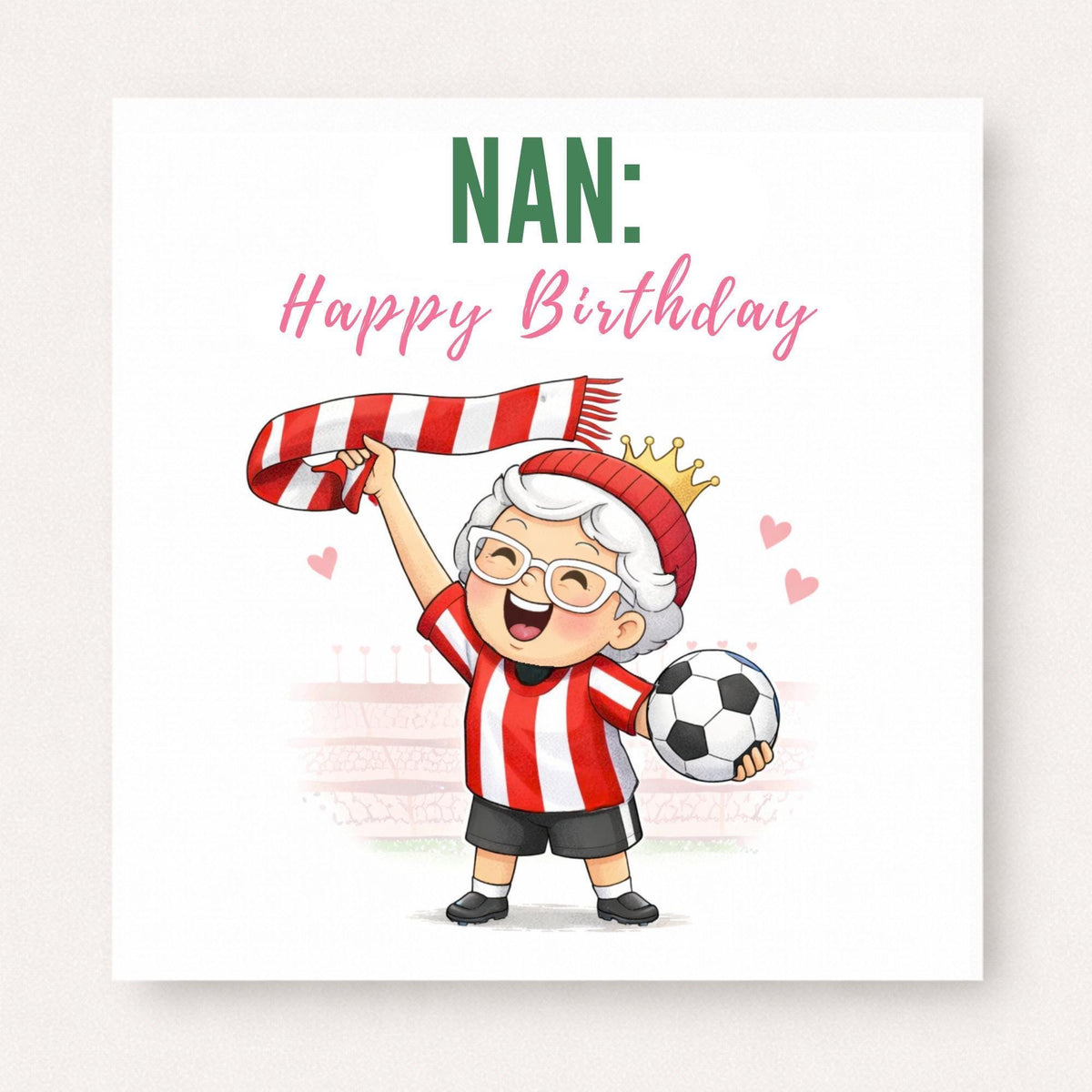 Personalised Football Nan Birthday Card - Football Fan Nan Granny Nanny Gift