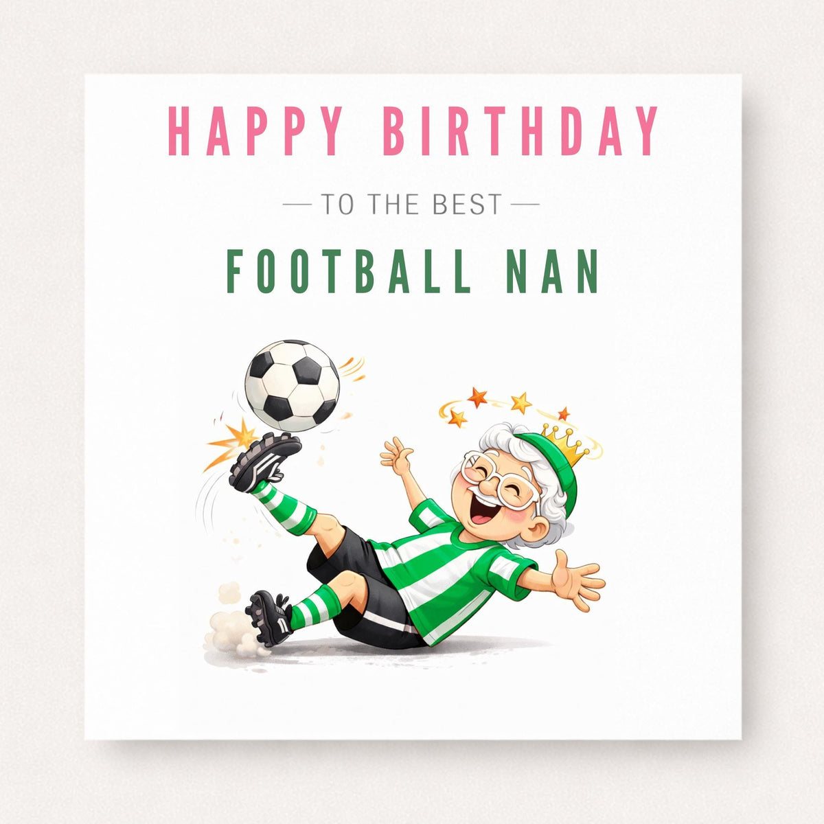 Personalised Football Nan Birthday Card - Funny Football Granny Nanny Custom Kit Colour
