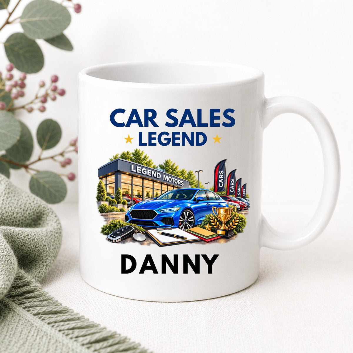 Personalised Car Sales Legend Card & Mug Set, Car Salesman Gift, Car Dealer Gift, Dealership Staff Thank You Gift