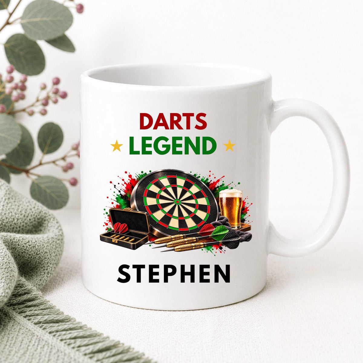 Personalised Darts Gift Set, Darts Legend Card and Mug, Darts Player Gift, Darts Lover Gift, Custom Name Darts Present