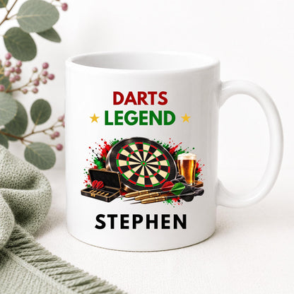 Personalised Darts Gift Set, Darts Legend Card and Mug, Darts Player Gift, Darts Lover Gift, Custom Name Darts Present