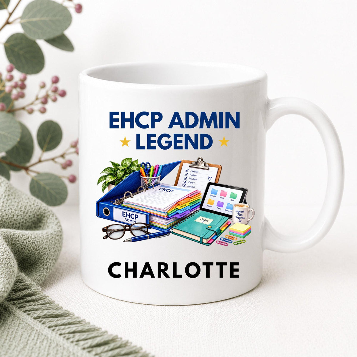 Personalised EHCP Admin Gift Set, Legend Card and Mug, SEND Administrator Gift, Custom Name Thank You Present