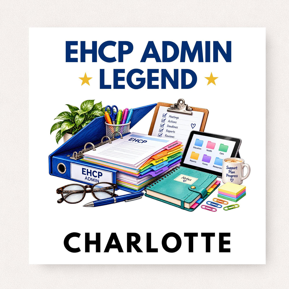 Personalised EHCP Admin Gift Set, Legend Card and Mug, SEND Administrator Gift, Custom Name Thank You Present