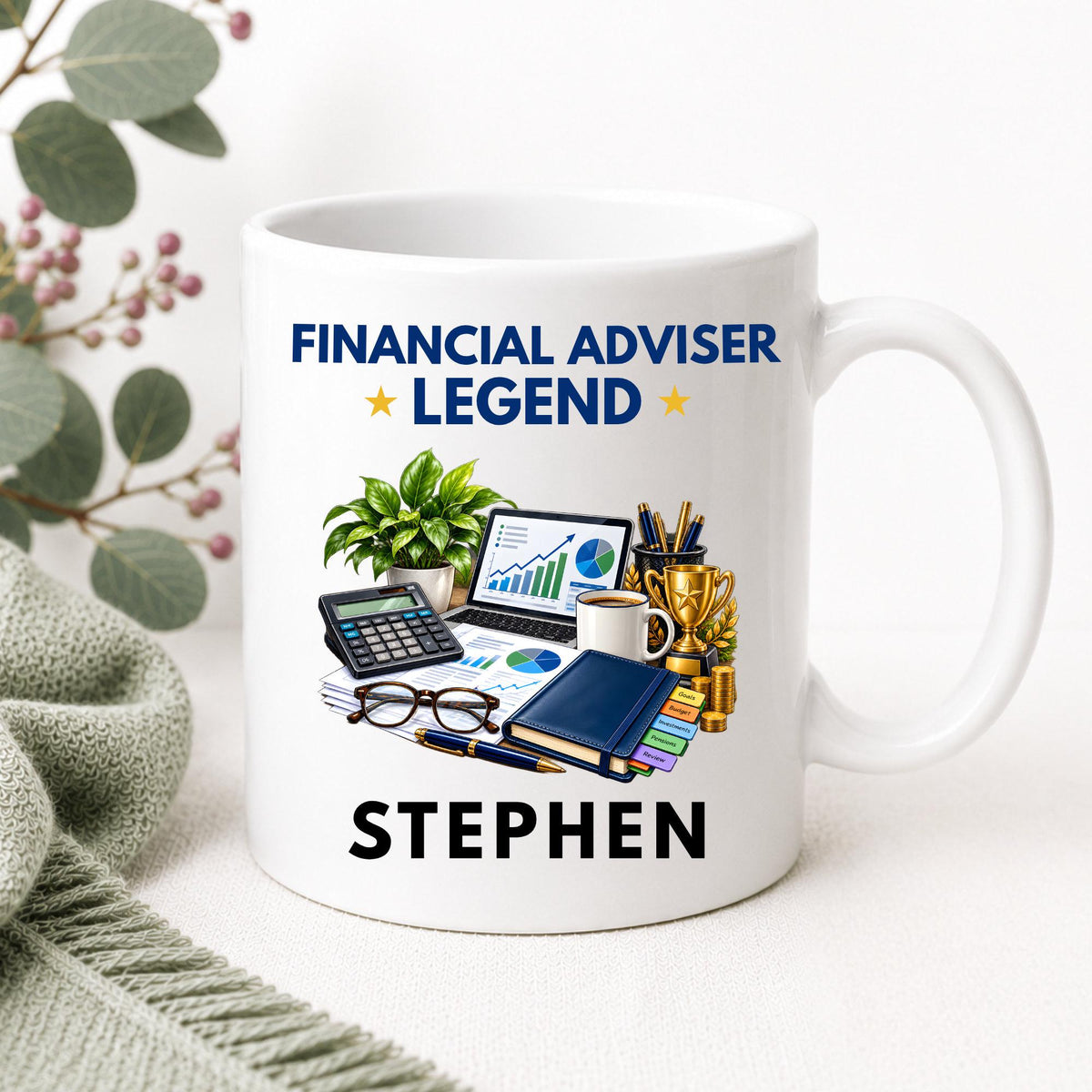 Personalised Financial Adviser Gift Set, Financial Adviser Legend Card and Mug, Finance Gift, Custom Name Adviser Present