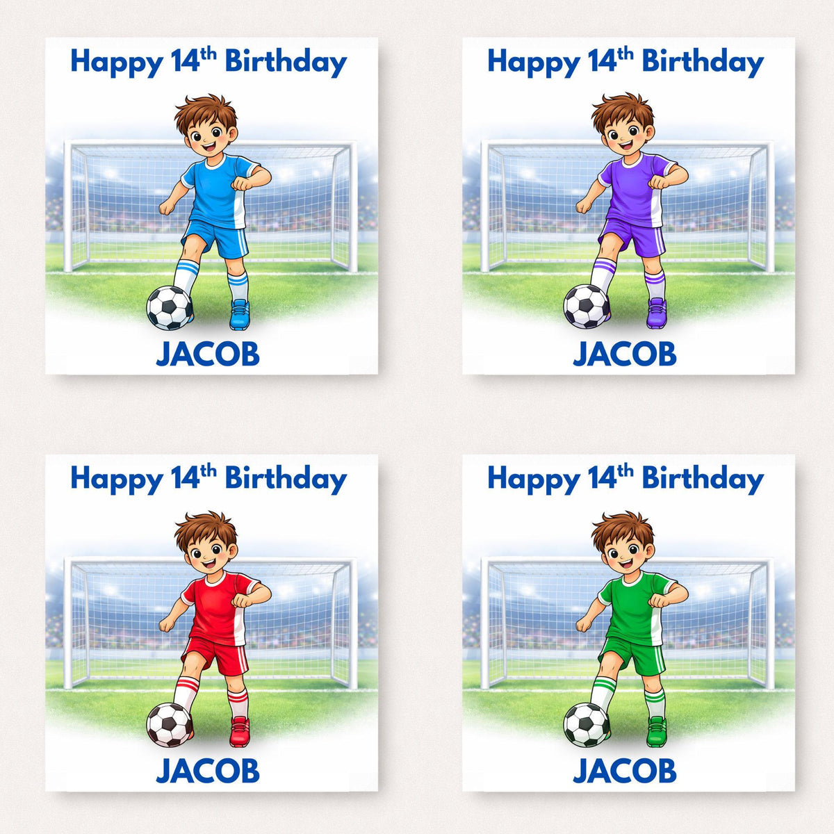 Personalised Boys Football Birthday Card Ages 5–16 – Age Appropriate Footballer Design