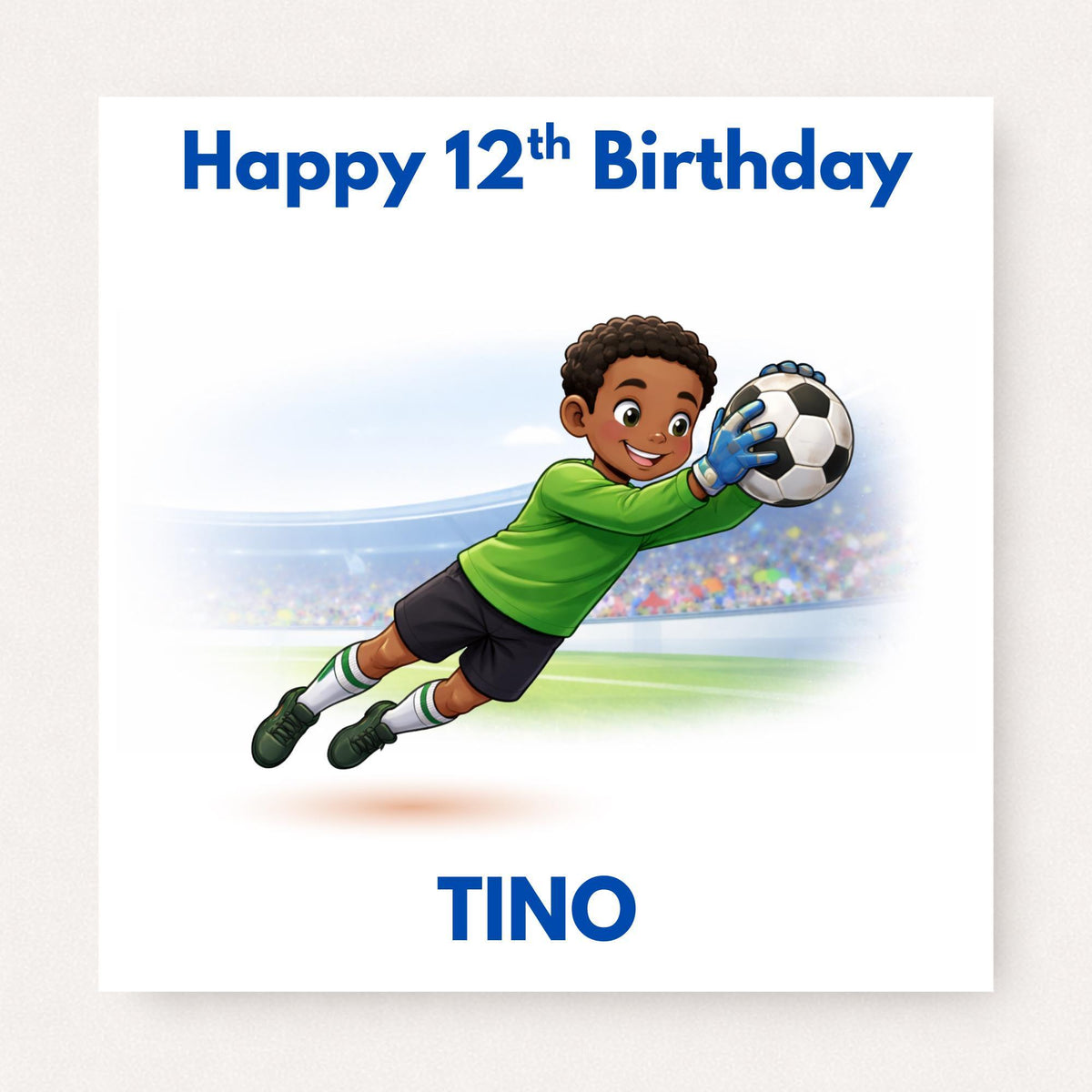 Personalised Football Birthday Card for Son, Grandson Nephew, Goalkeeper Card, Custom Name & Age