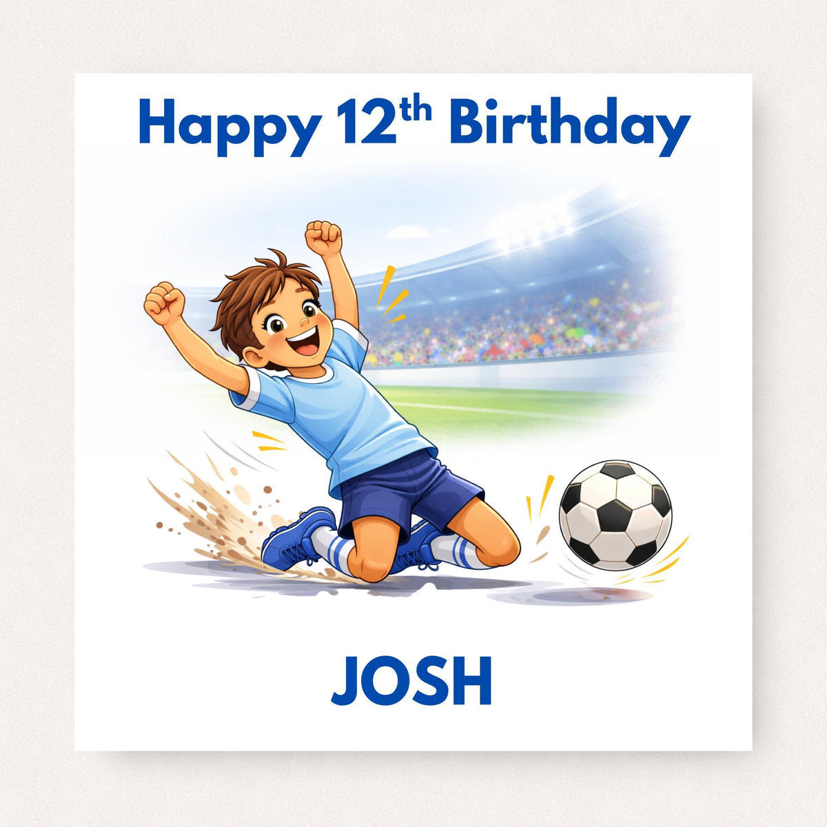 Personalised Football Birthday Card for Son, Grandson, Brother or Nephew, Boys Football Card, Custom Age Football Gift