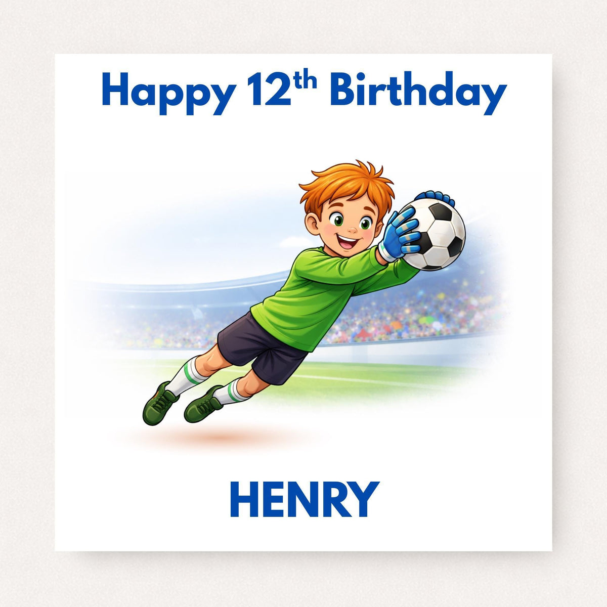 Personalised Football Birthday Card for Son, Grandson Nephew, Goalkeeper Card, Custom Name & Age