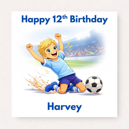 Personalised Football Birthday Card for Son, Grandson, Brother or Nephew, Boys Football Card, Custom Age Football Gift