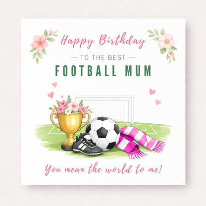 Personalised Football Mum Birthday Card – Football Fan Mum Gift, Custom Team Scarf Colours