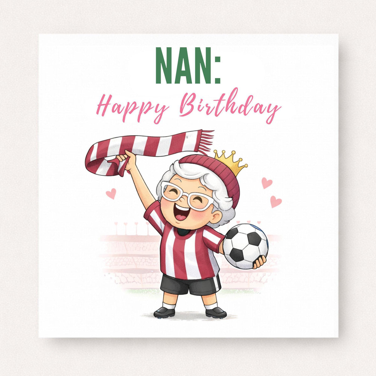 Personalised Football Nan Birthday Card - Football Fan Nan Granny Nanny Gift