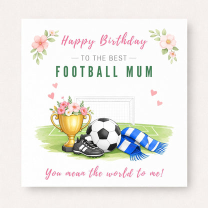 Personalised Football Mum Birthday Card – Football Fan Mum Gift, Custom Team Scarf Colours