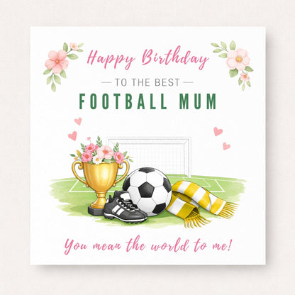 Personalised Football Mum Birthday Card – Football Fan Mum Gift, Custom Team Scarf Colours