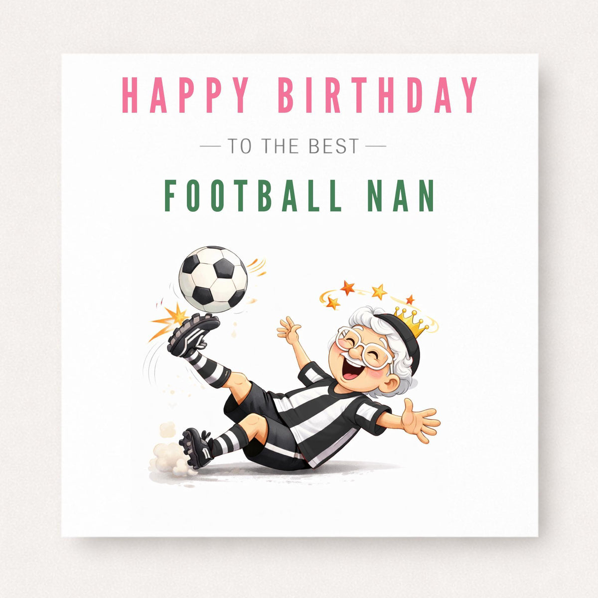 Personalised Football Nan Birthday Card - Funny Football Granny Nanny Custom Kit Colour