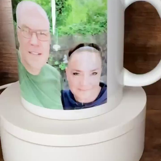 Personalised Family Photo Mug, Custom Family Name Mug, Photo Gift for Mum Dad or Grandparents, Straight Edge Picture Mug